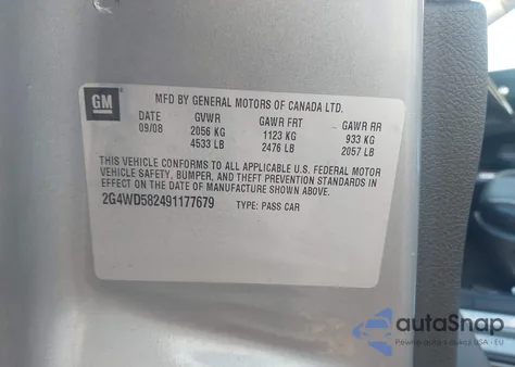 2009 Buick Lacrosse Cxl from USA, damaged, VIN 2G4WD582491177679